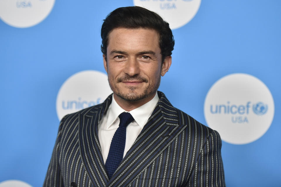 FILE - Orlando Bloom attends the UNICEF at 75 celebration in Los Angeles at NeueHouse Hollywood on Tuesday, Nov. 30, 2021, in Los Angeles. Bloom turns 46 on Jan. 13. (Photo by Richard Shotwell/Invision/AP, File)