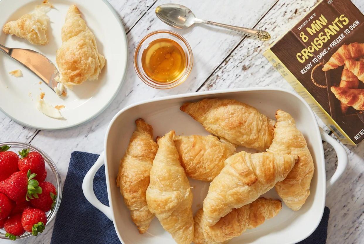 Baking dish full of Trader Joe's mini croissants