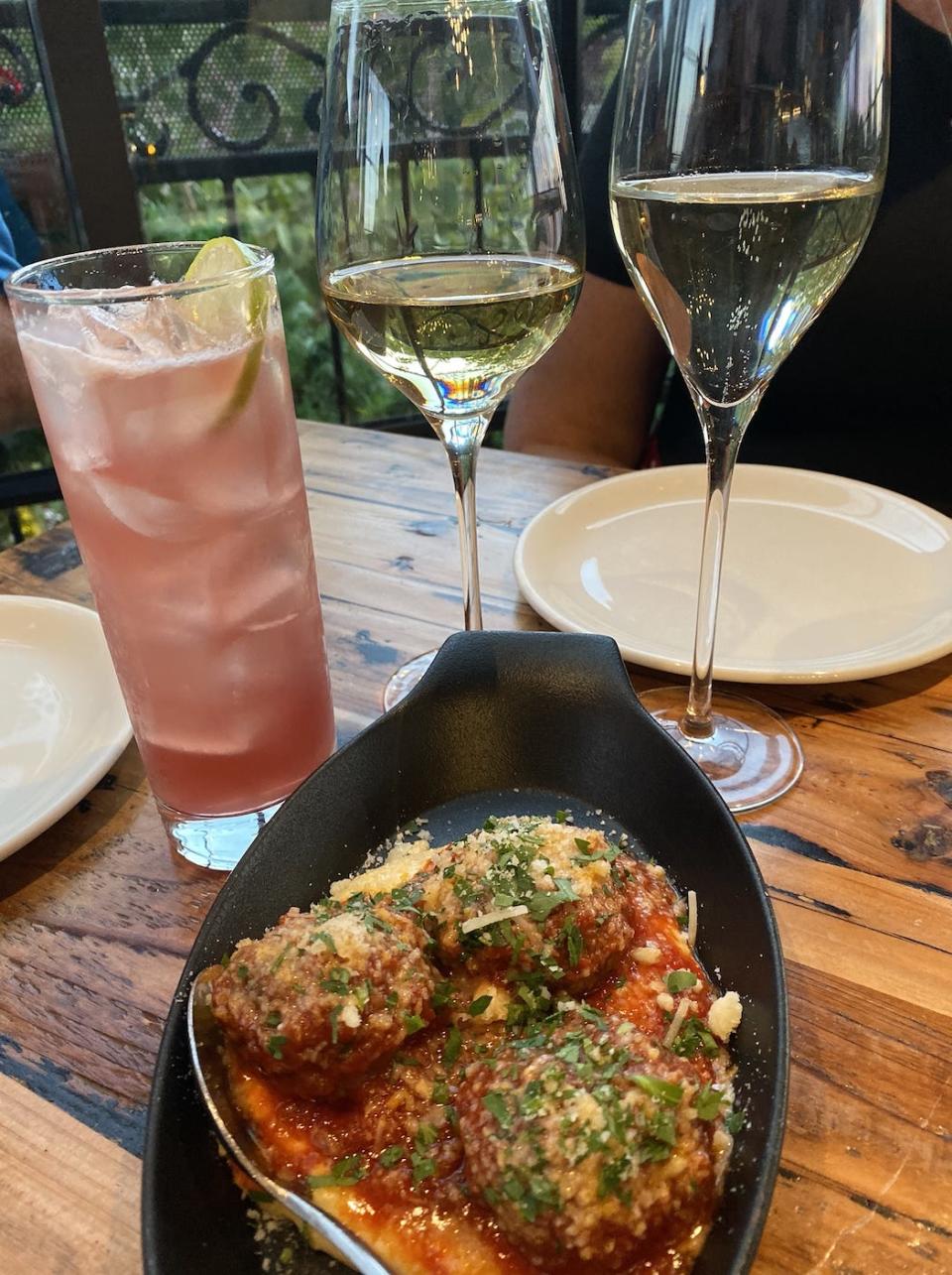 meatballs and wine from wine bar george at disney springs