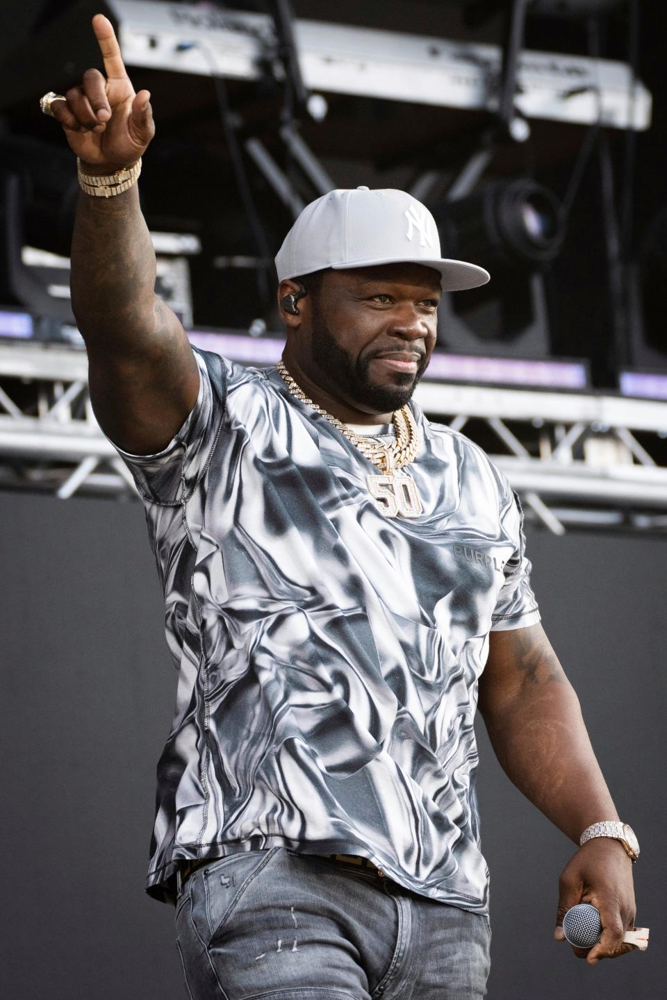 50 Cent performs at the Wireless Music Festival, in Finsbury Park, London, Sunday, July 9, 2023.. (Scott Garfitt/Invision/AP) ORG XMIT: LSG242