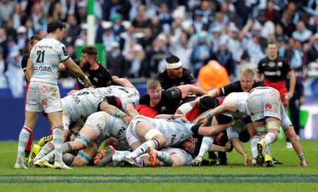 Rugby Union - Saracens v Racing 92 - European Rugby Champions Cup Final - Grand Stade de Lyon, France - 14/5/16 Saracens' George Kruis (C) in action Action Images via Reuters / Henry Browne Livepic