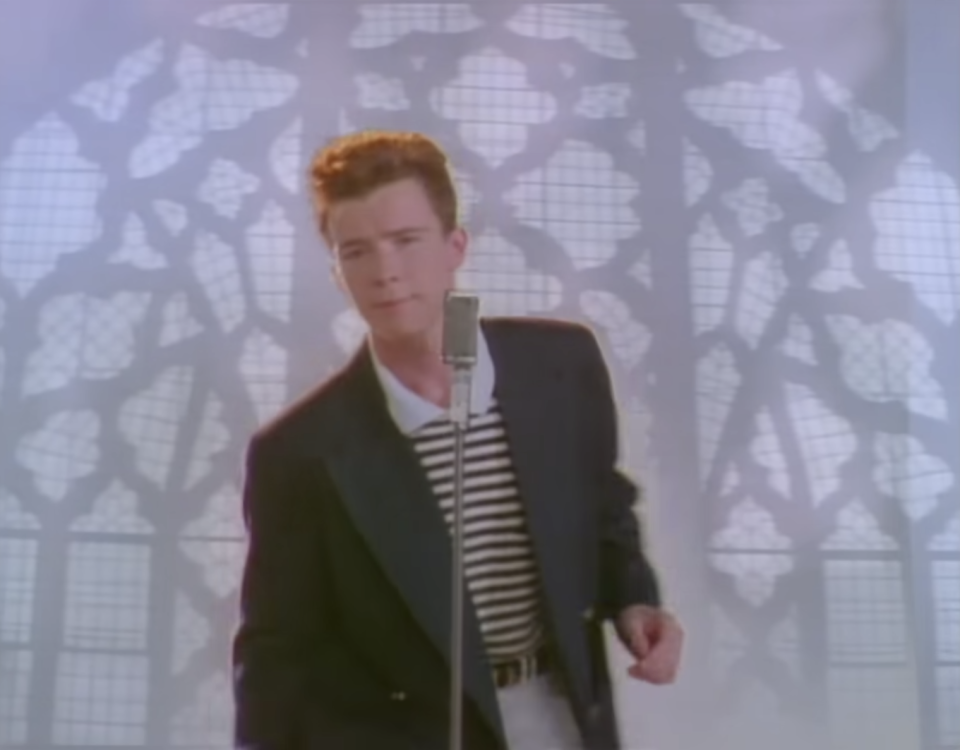 A still from Rick Astley's "Never Gonna Give You Up"