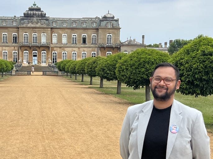 Photo of Tufayel Ahmed at Downton event and screenshot from Downton Abbey