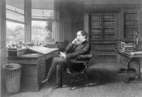 <span class="caption">Dickens in his study at Gad's Hill Place in Higham, Kent.</span> <span class="attribution"><span class="source">Samuel Hollyer via Shutterstock</span></span>