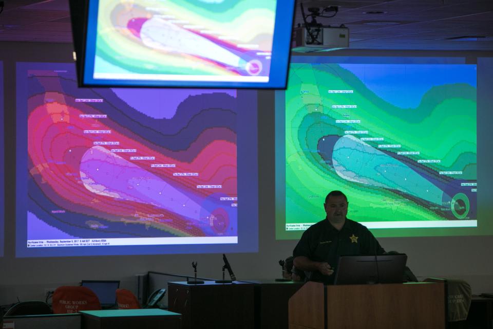 Emergency Management Director Preston Bowlin talks about Hurricane Irma during the first meeting of the EOC as Marion County prepared for the impact of Hurricane Irma in 2017.