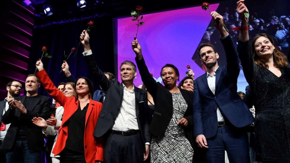 Johanna Rolland, Olivier Faure, Hélène Geoffroy et Nicolas Mayer-Rossignol s’affichent unis à l’issue du Congrès PS ce 29 ajnvier à Marseille. Il y a urgence à tourner la page pour le PS.