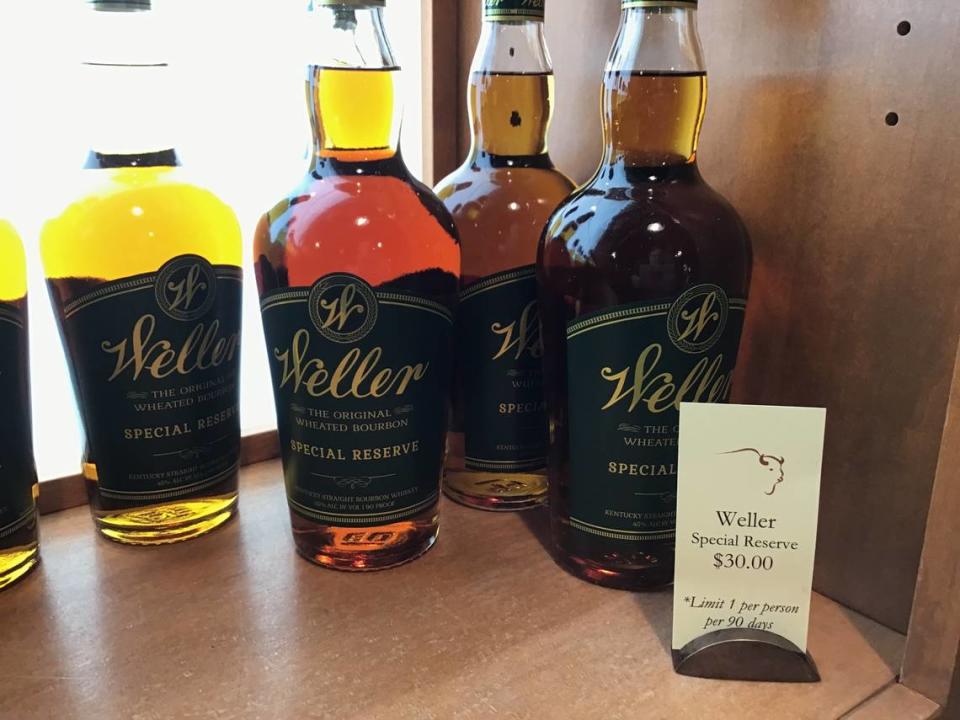 Destined for a flip to a liquor store near you? Weller Special Reserve bottles for sale in the Buffalo Trace Distillery gift shop for $30 each. Customers can buy one bottle of each limited release every 90 days. A bill passed by the state legislature closes a loophole that allowed large-scale sales of bourbon like Weller.