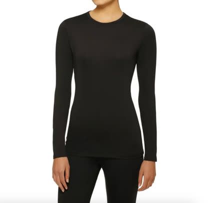 A warm stretch microfiber long-sleeve top