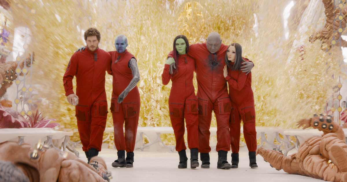 Guardianes de la Galaxia Vol.3 y sus protagonistas Chris Pratt, Karen Gillan, Zoe Saldaña, Dave Bautista y Pom Klementieff