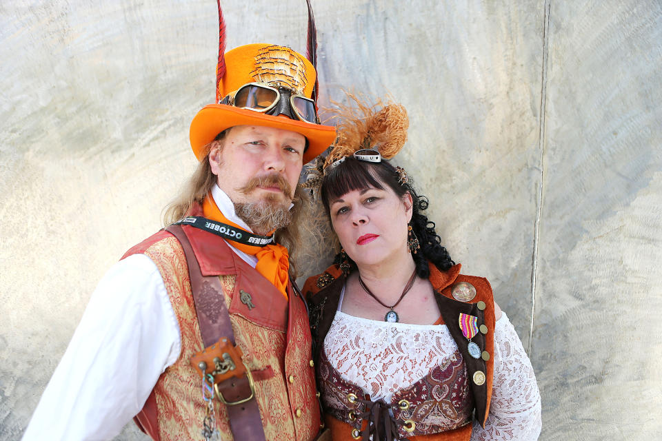 <p>Cosplayers dressed in steampunk outfits at Comic-Con International on July 20 in San Diego. (Photo: Mario Tama/Getty Images) </p>