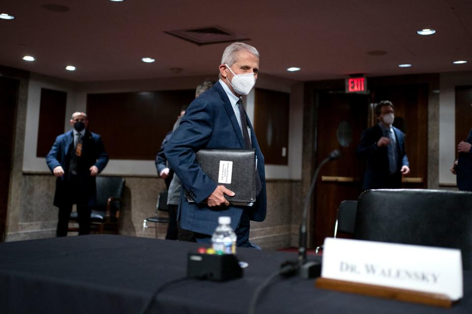 Dr. Anthony Fauci, White House Chief Medical Advisor and Director of the NIAID, arrives for a Senate Health, Education, Labor, and Pensions Committee hearing to examine the federal response to Covid-19 and new emerging variants on January 11, 2022 at Capitol Hill in Washington, DC. (Photo by GREG NASH/POOL/AFP via Getty Images)