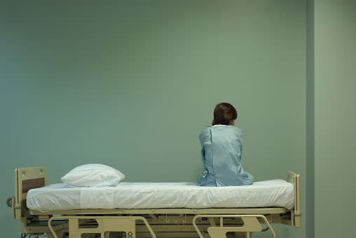 woman in hospital bed