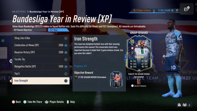 How to complete Bundesliga Year in Review featuring TOTS Marcus Thuram and  Danilho Doekhi Objective easily in FIFA 23 - Quests solution! •