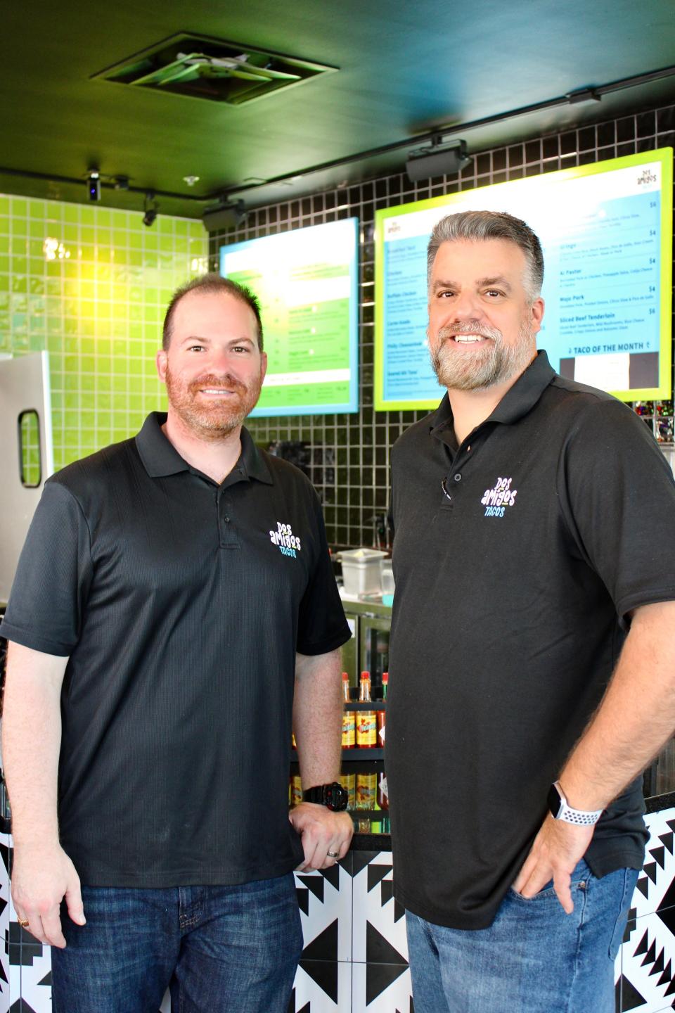 Dos Amigos Tacos founders Derek Mazer (left) and Michael Jameson share decades of experience in the food and beverage sector.  “We’re committed to ensuring excellent standards that consistently deliver outstanding and enjoyable experiences for every customer,” says Mazer.