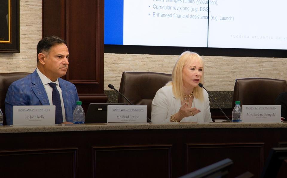 FAU Board of Trustees Vice Chairperson Barbara Feingold (right) and Chairperson Brad Levine (left)