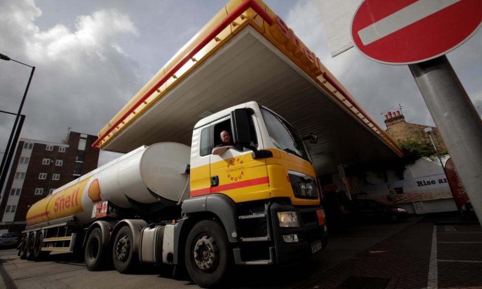 Fuel being delivered to a petrol station in London.