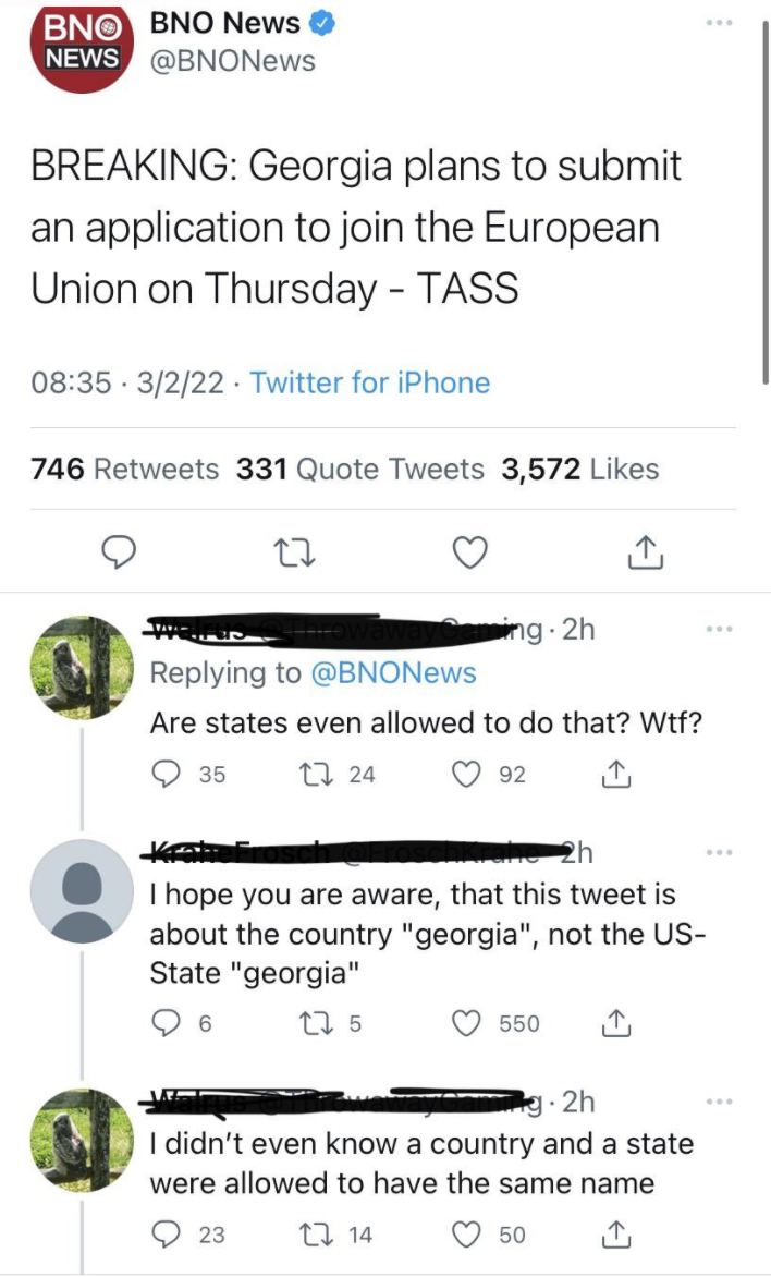 someone who didn't know georgia was a country