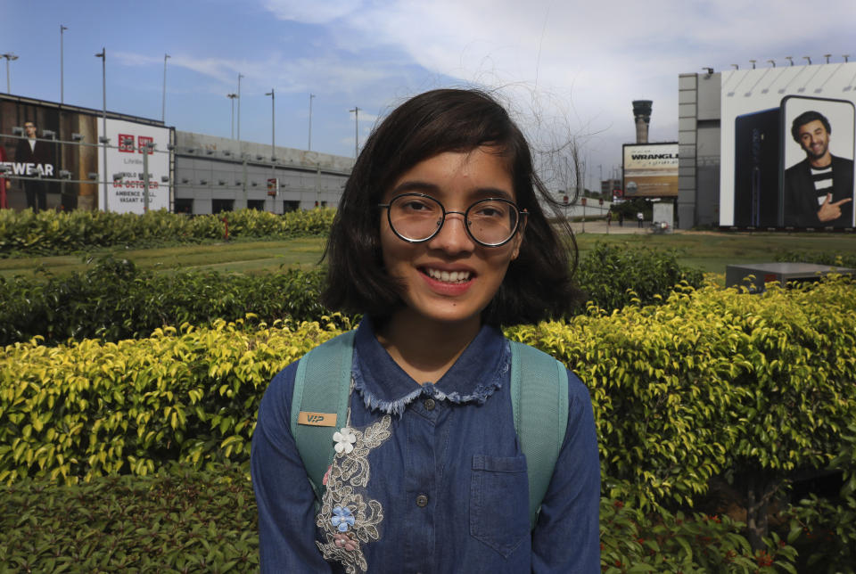 Indian child climate activist Ridhima Pandey, 11, poses for photographs upon her arrival from New York at the Indira Gandhi International airport, in New Delhi, India, Thursday, Sept. 26, 2019. Ridhima returned from her trip to the United Nations General Assembly, where she helped file a lawsuit, with children from around the world, against five countries for not tackling climate change. Pandey, from the northern state of Uttarakhand, previously sued the Indian government in 2017 for its inaction on the climate. (AP Photo/Manish Swarup)