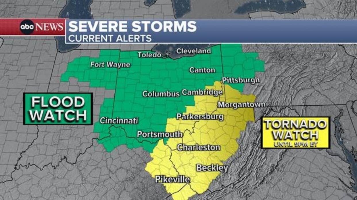 PHOTO: Severe storms, flood and tornado watch forecast for Thursday, April 11, 2024. (ABC News)