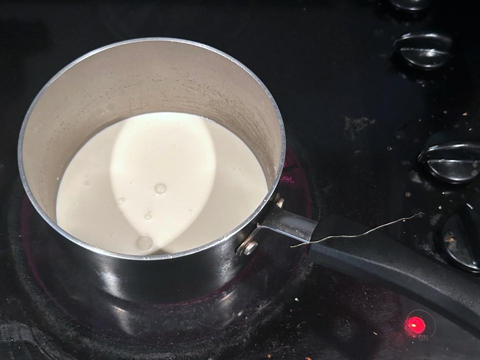 Making the mocha frosting for Ina Garten's chocolate cake