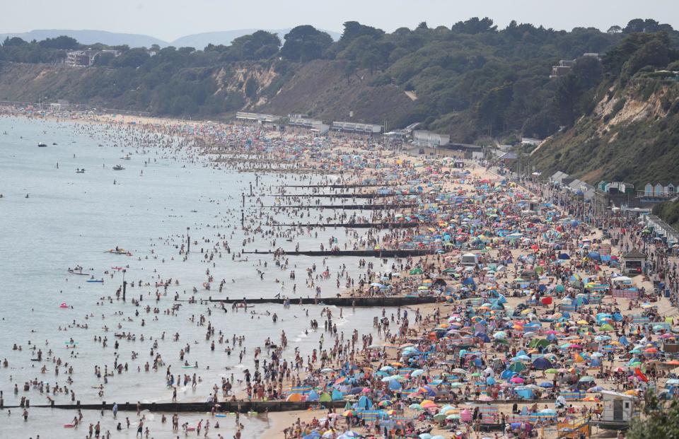 Durley and Alum Chine beaches in Dorset were also packed (PA)