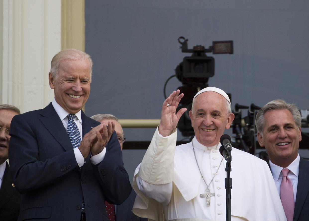 Then vice president Joe Biden with Pope Francis at the US Capitol in 2015 (AFP via Getty Images)