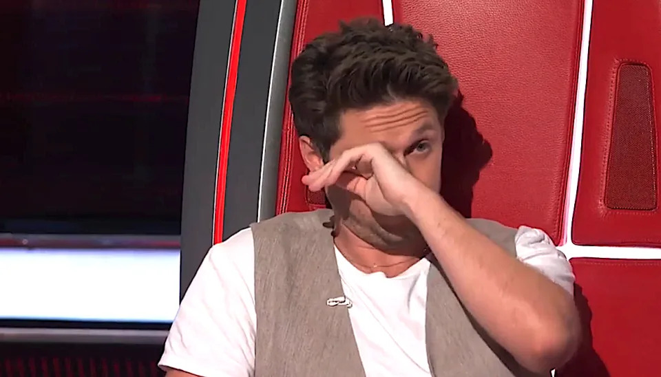 Niall Horan is moved by Dylan Carter's exit speech during 'The Voice' Season 24 Battle Rounds. (NBC)