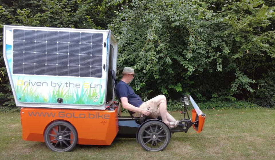 GoLo GoCamp solar-powered recumbent bike features an attachable RV component so you can sleep, eat, and live pretty much anywhere you go. 