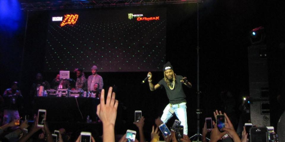 Rapper Fetty Wap rocking the house with his best selling hits including "Trap Queen" at the Wellmont Theater on Feb. 4, 2016