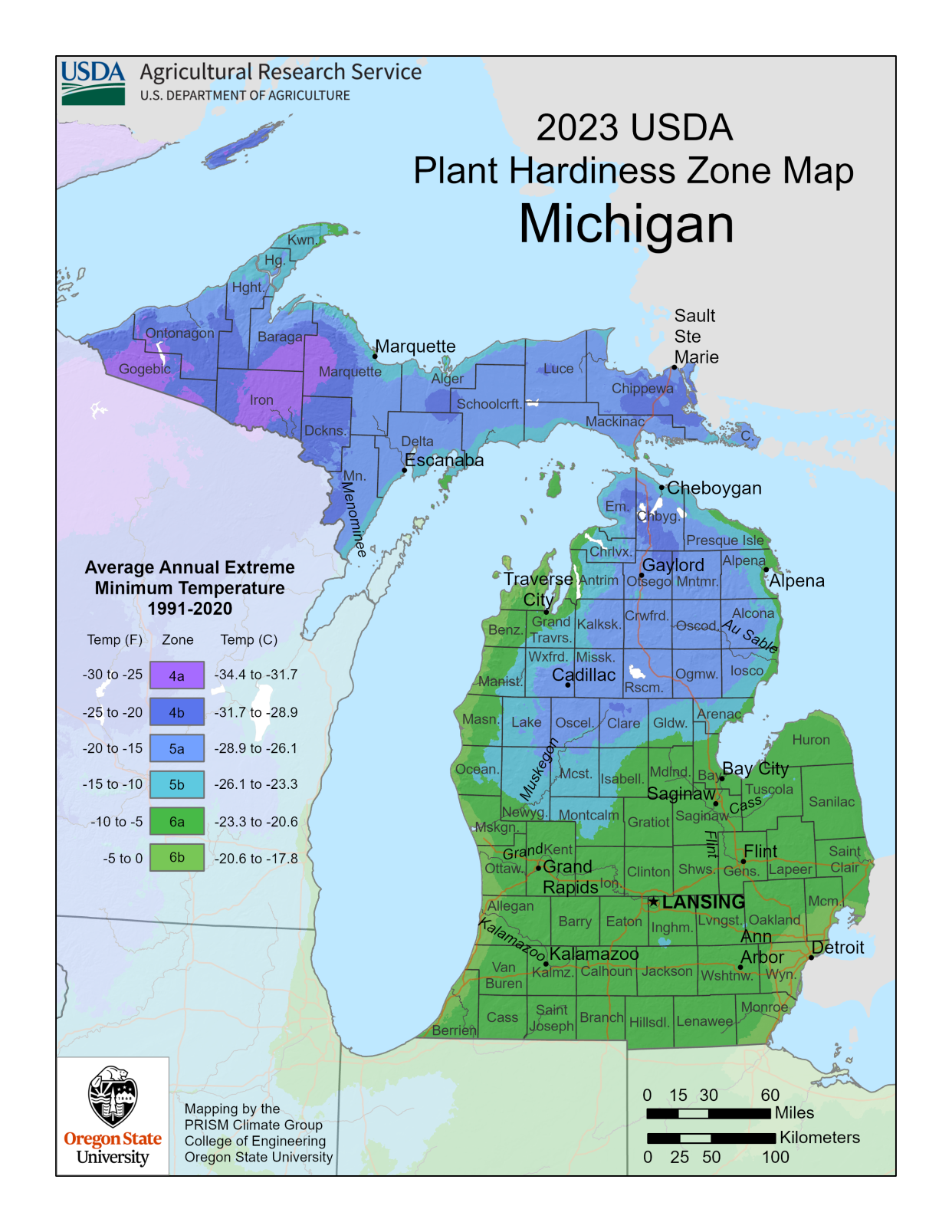 The new USDA Plant Hardiness Map shows 30-year average minimum winter temperatures have warmed across portions of the state, "bumping up" the scale for which perennial plants might survive winters here.