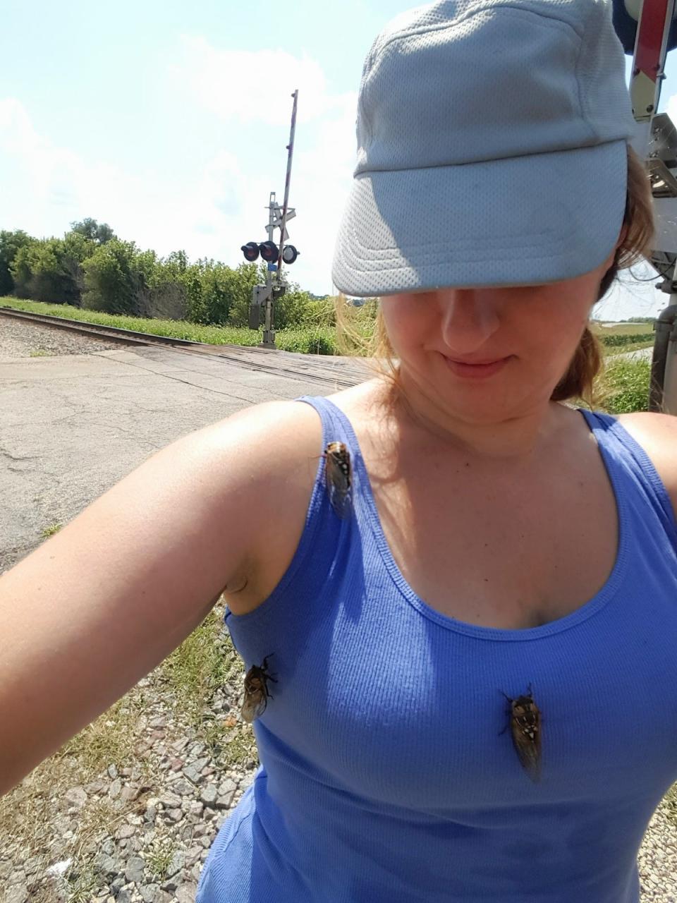 Dr Dana, pictured in Illinois in 2015, told The Independent she looks forward to studying the impacts of climate change on Massospora, a deadly fungus that infects cicadas (Courtesy of Katie Dana)