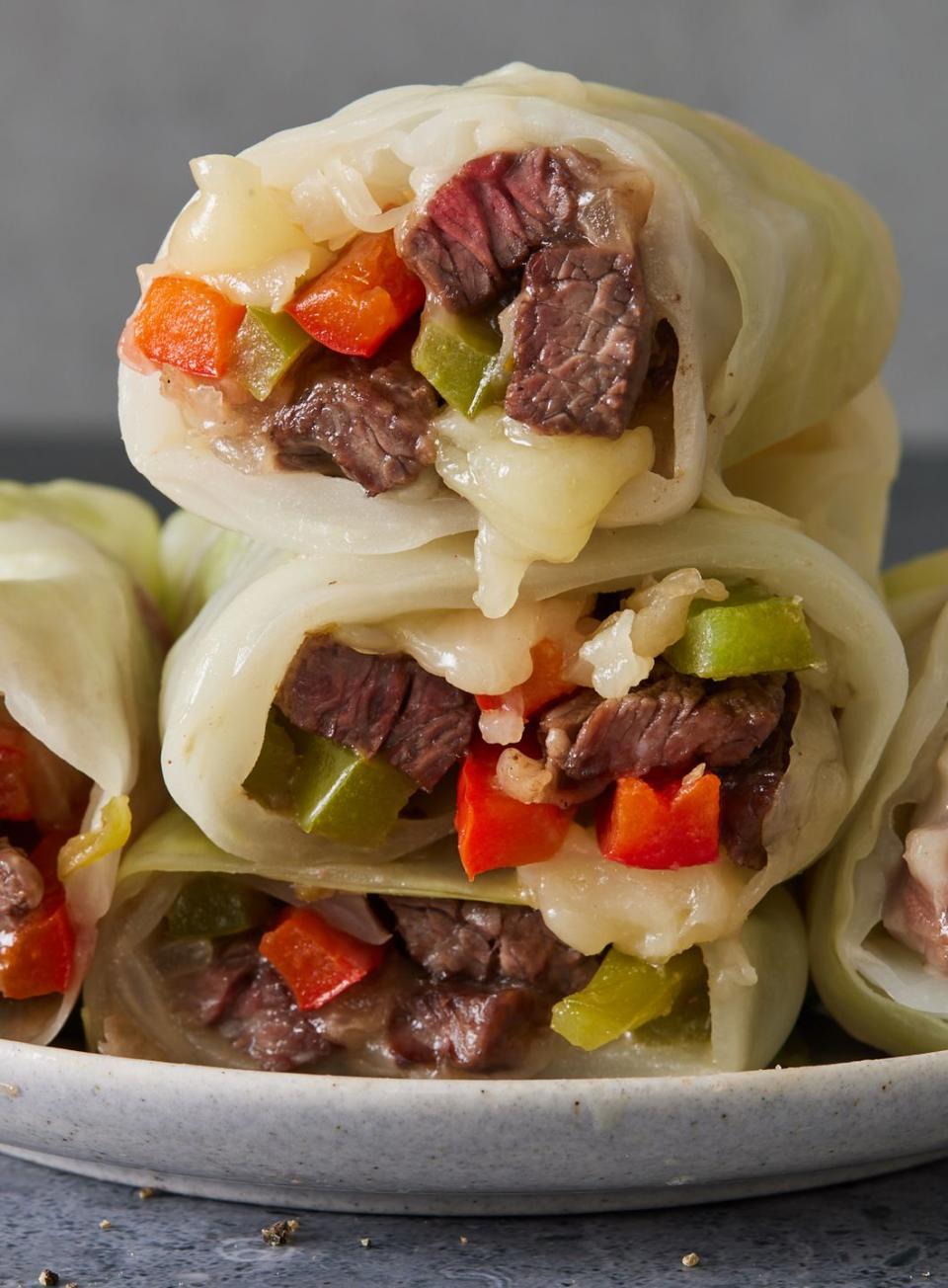 Philly Cheesesteak Cabbage Wraps