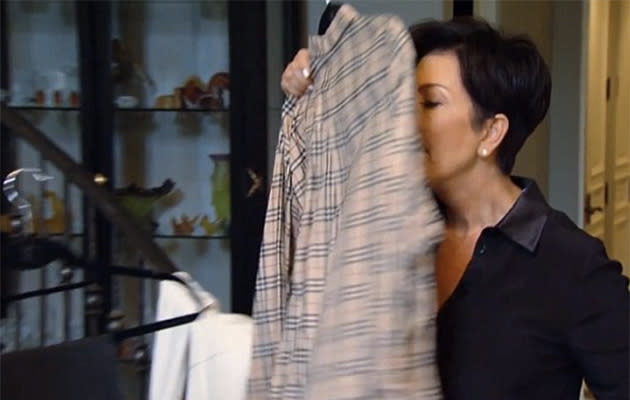 Kris Jenner smells Bruce's clothes