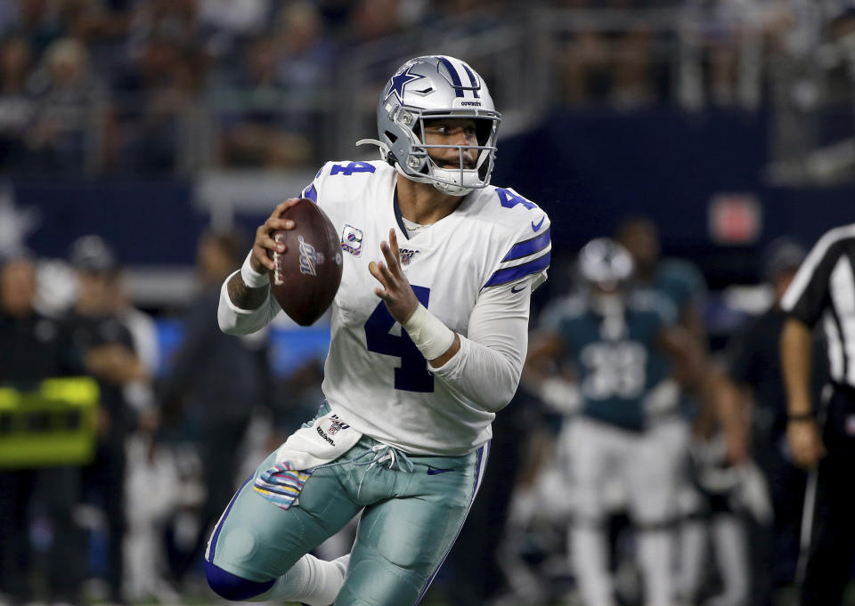 Dallas Cowboys quarterback Dak Prescott was not listed on the team's injury report. (AP Photo/Ron Jenkins)