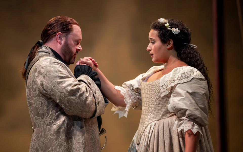 Roland Wood (as Don Giovanni) and Lea Shaw (as Zerlina) in Scottish Opera's Don Giovanni - James Glossop