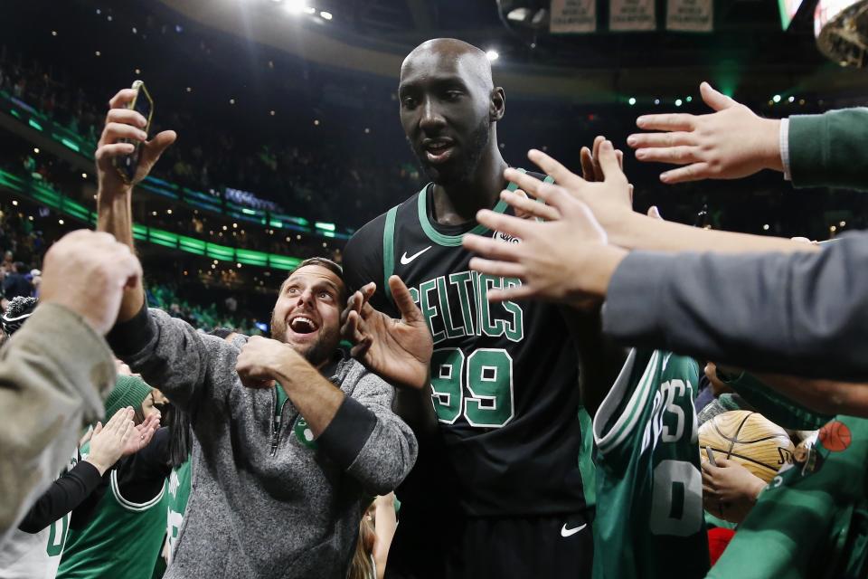 The people love Tacko. (AP Photo/Michael Dwyer)