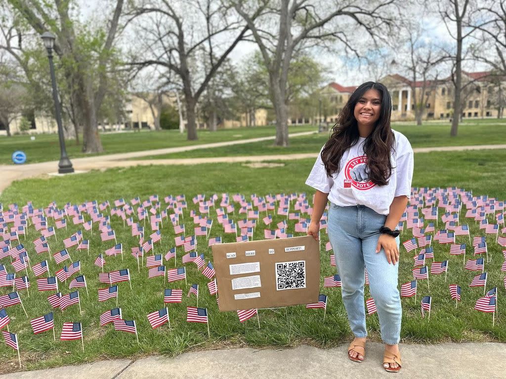 Madison Albers, a student at Fort Hays State University and co-chair of the American Democracy Project, is fighting for an on-campus polling place