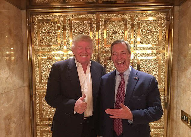 Donald Trump and Nigel Farage at their famous New York meeting (PA)