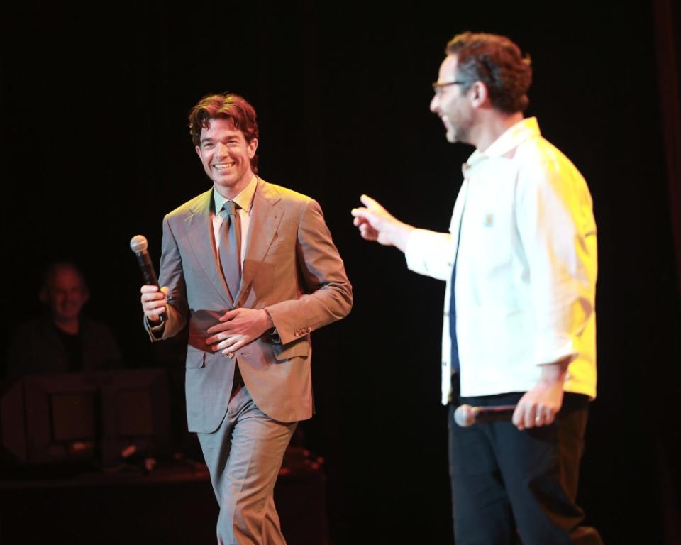 “Why has John mulaney adopted the TikTok e boy middle part long hair look?” one fan asked. Getty Images for Netflix