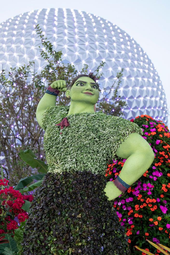 Beginning March 1, guests can enjoy a springtime event filled with enchanting topiaries, brilliant gardens, fresh flavors and lively entertainment at the EPCOT International Flower &amp; Garden Festival. For the first time, innovative topiaries of Mirabel, Antonio, Isabela and Luisa from the Disney animated film “Encanto” will greet guests at the main entrance of EPCOT. (David Roark, photographer)