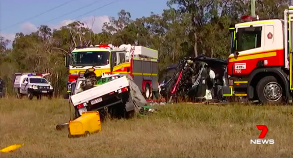 A man and a young girl died in the crash south of Childers on Friday. Source: 7News