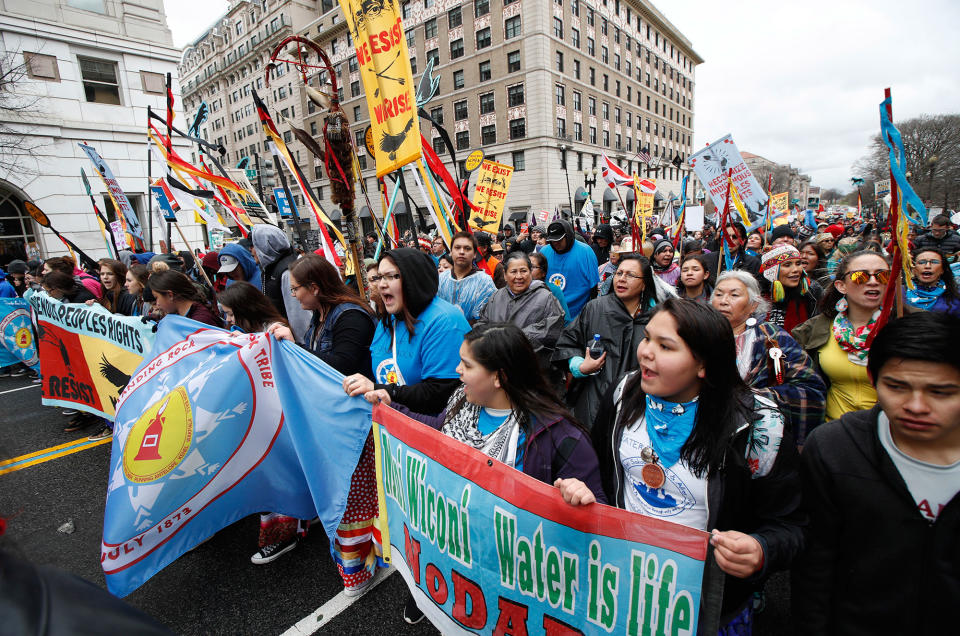 Protesting the Dakota Access pipeline, Native Americans march on Washington, D.C.