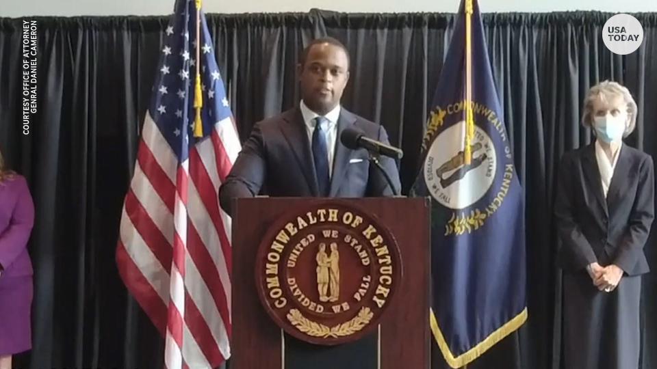 Kentucky Attorney General Daniel Cameron discusses the Breonna Taylor indictment on Sept. 23, 2020.