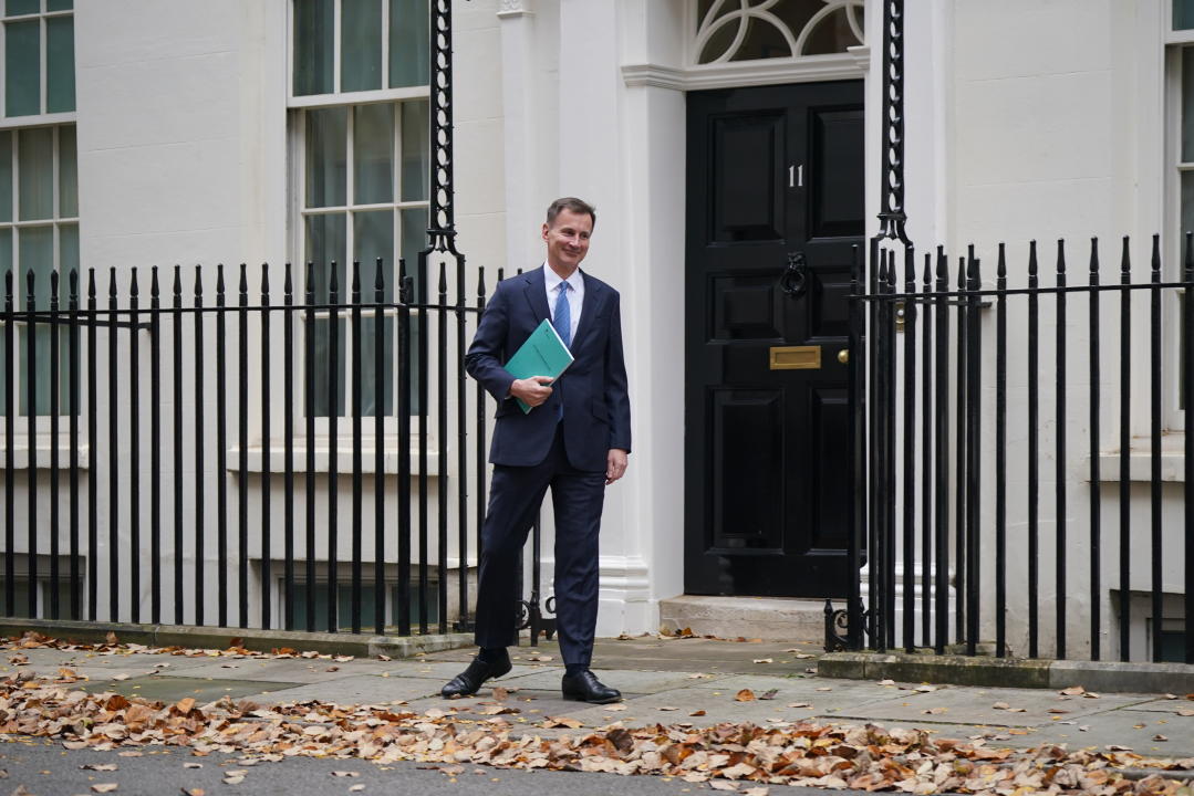 Chancellor of the Exchequer Jeremy Hunt leaves 11 Downing Street, London, for the House of Commons to deliver his autumn statement. Picture date: Wednesday November 22, 2023. PA Photo. See PA story POLITICS Budget. Photo credit should read: Yui Mok/PA Wire 