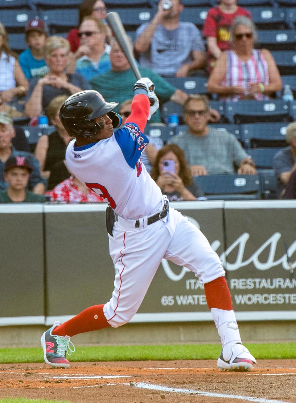 Worcester’s Ceddanne Rafaela continues to launch baseballs over the fence, as the Red Sox prospect hit his fifth homer in as many games to set a WooSox record in a win over Syracuse on Saturday.