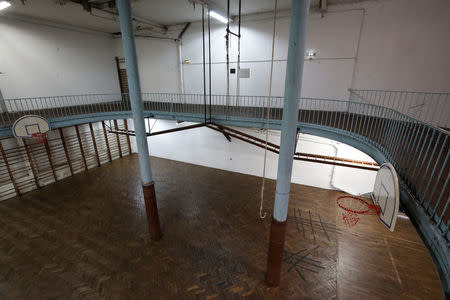 The world's oldest still-in-use basketball court, built in 1893, two years after the first court was created for the YMCA in Springfield, Massachusetts, is seen at the Union Chretienne des Jeunes Gens de Paris, the French equivalent of the YMCA, in Paris, France, August 1, 2018. REUTERS/Benoit Tessier