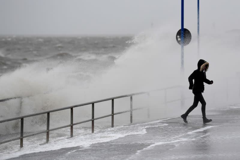 Storm "Sabine" hits coast of Dagebuell at the North Sea