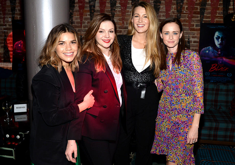 <p>The <i>Sisterhood of the Traveling Pants</i> stars reunited at the after-party for the NYC premiere of the movie <i>Paint It Black</i>. The drama is Tamblyn’s directorial debut — and of course her sisters were by her side. (Photo: Andrew Toth/Getty Images) </p>