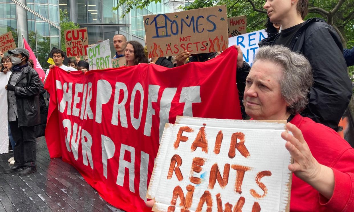 <span>Members of the London Renters Union protesting in May.</span><span>Photograph: The Guardian</span>