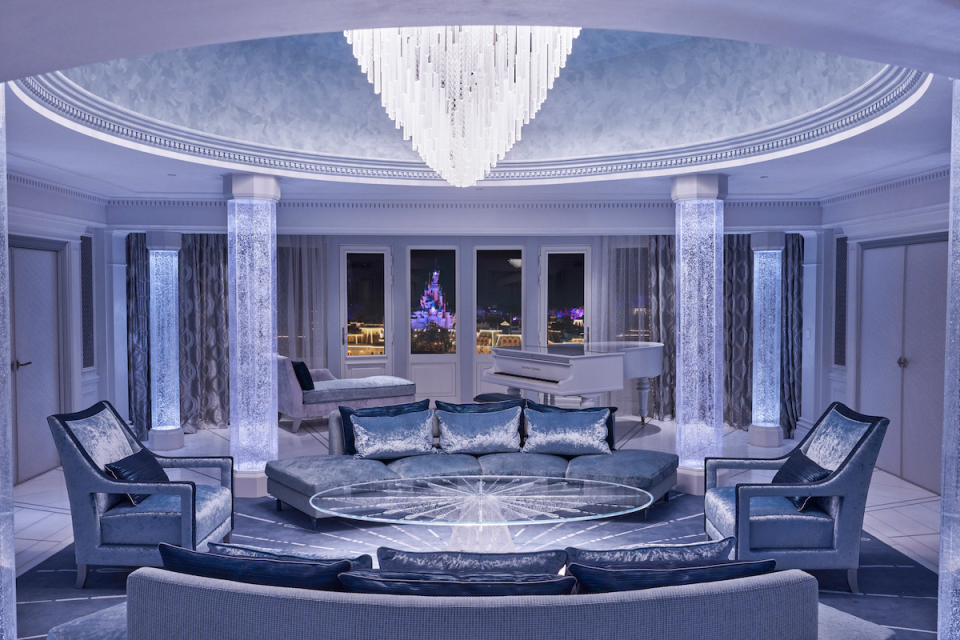 The Royal Suite is inspired by Elsa’s Frozen Ice Palace (Disneyland Paris)